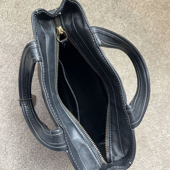 Vintage Coach Bleeker Black Leather Purse 9303 Satchel Handle Bag Tote 90's Y2K - Picture 6 of 9